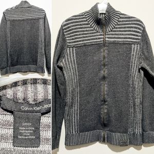 CALVIN KLEIN JEANS Zip Up Ribbed Sweater